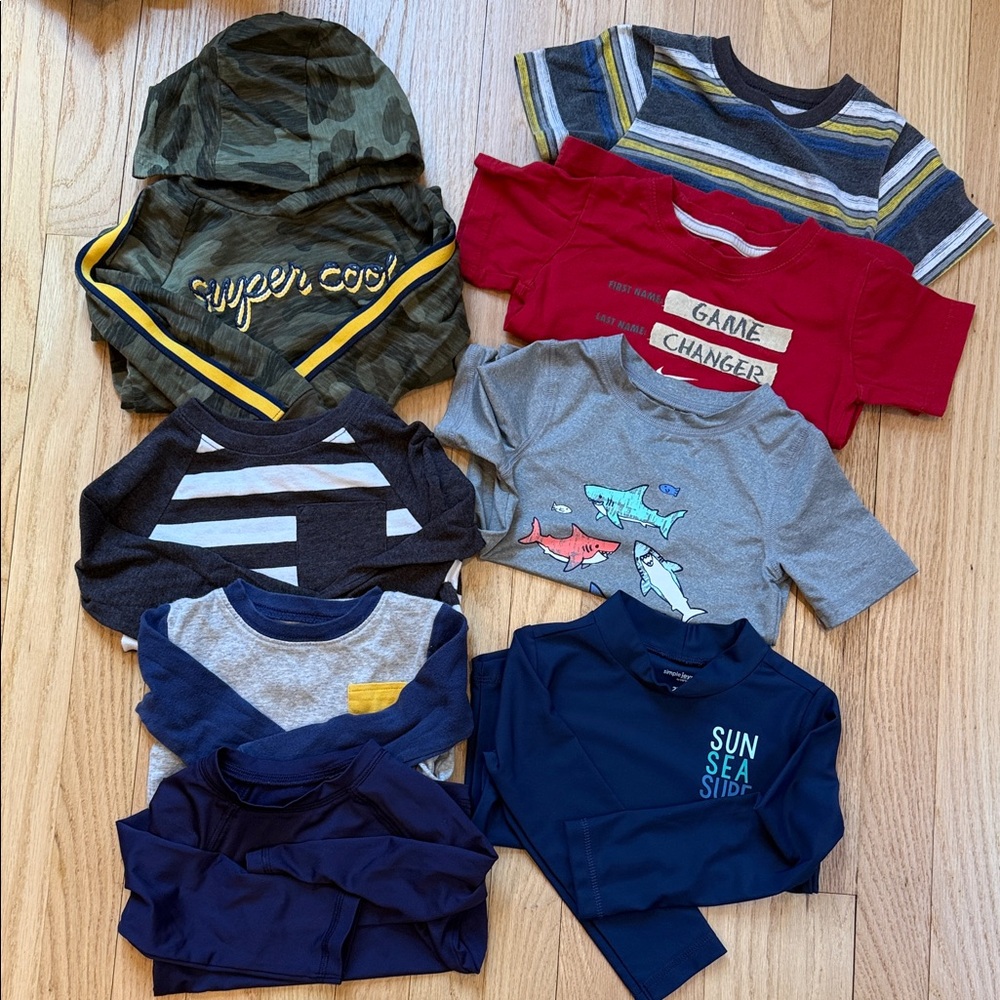 Kids Bundle Long & Short-Sleeve Mixed Tees -Red, Gray, Navy, Green Camo set of 8